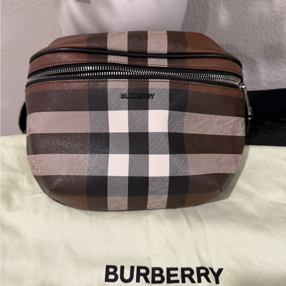 Burberry Brown and Black Check Belt Bag